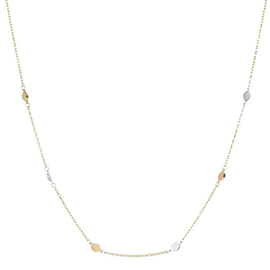 Collane Milor | Collana Catena Rolo Con Piccoli Dischi Bicolore Oro 9Kt