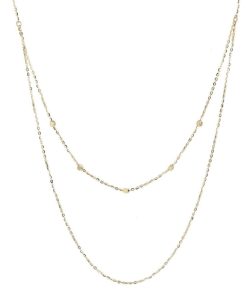 Collane Milor | Collana Multifilo Con Doppia Catena Forzatina E A Cubetti Oro 9Kt