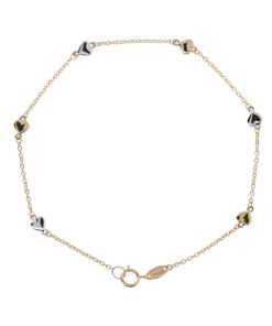 Bracciali Milor | Bracciale Catena Forzatina E Piccoli Cuori Bicolore Oro 9Kt