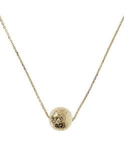 Collane Milor | Collana Catena Rolo Con Pendente Sfera Martellata Grande Oro 9Kt