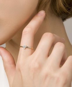 Anelli Milor | Anello Solitario Con Elemento Ovale In Cubic Zirconia Oro 9Kt