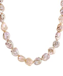 Collane Milor | Collana Girocollo Con Perle Keshi D'Acqua Dolce Multicolor O 12/13 Mm In Argento 925 Placcato Oro Bianco 18Kt