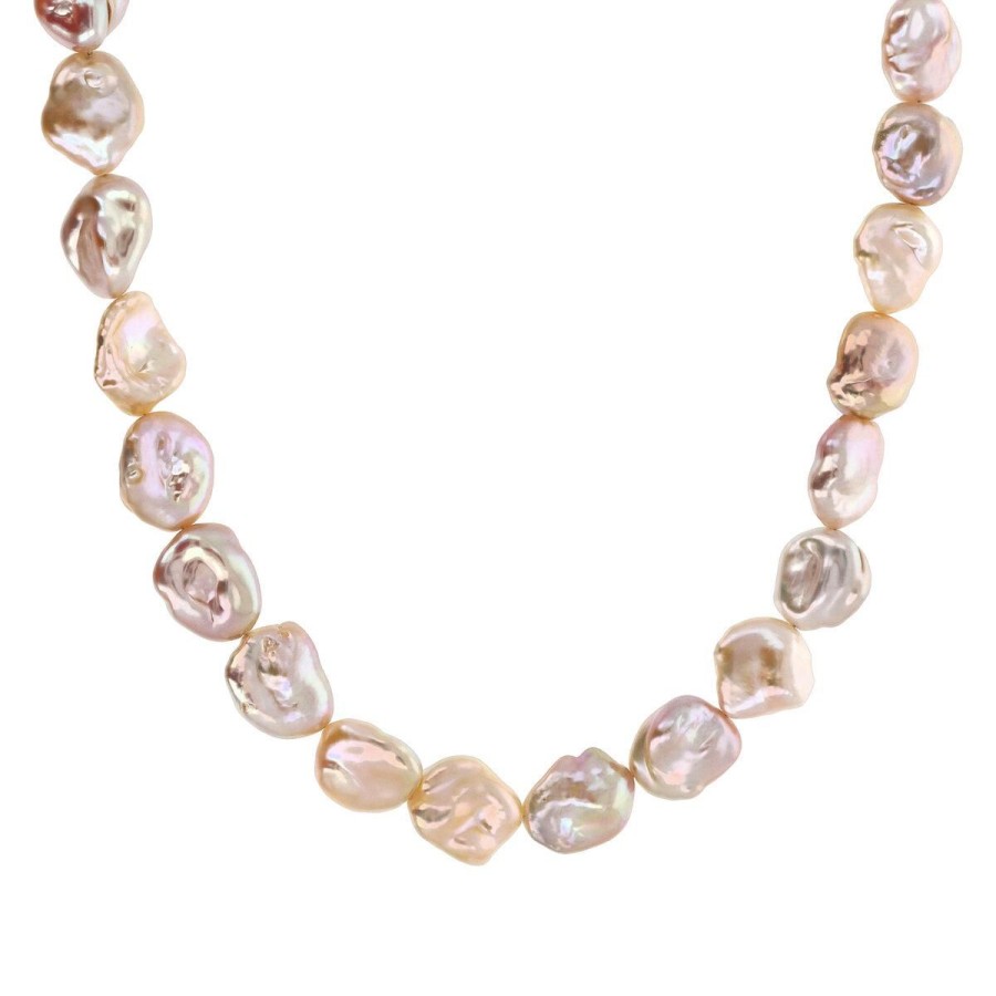 Collane Milor | Collana Girocollo Con Perle Keshi D'Acqua Dolce Multicolor O 12/13 Mm In Argento 925 Placcato Oro Bianco 18Kt