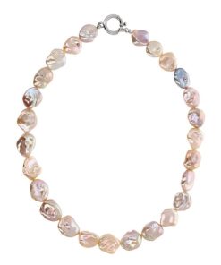 Collane Milor | Collana Girocollo Con Perle Keshi D'Acqua Dolce Multicolor O 12/13 Mm In Argento 925 Placcato Oro Bianco 18Kt