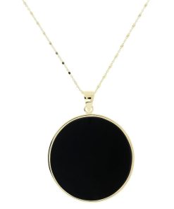 Collane Milor | Collana Lunga In Argento 925 Placcato Oro Giallo 18Kt Con Pendente In Pietra Naturale Onice Nero