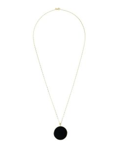 Collane Milor | Collana Lunga In Argento 925 Placcato Oro Giallo 18Kt Con Pendente In Pietra Naturale Onice Nero