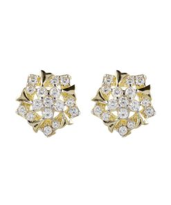 Orecchini Milor | Orecchini A Lobo Forma Fiore Con Cubic Zirconia Oro 9Kt