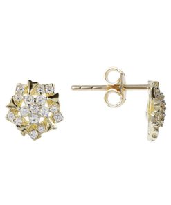 Orecchini Milor | Orecchini A Lobo Forma Fiore Con Cubic Zirconia Oro 9Kt