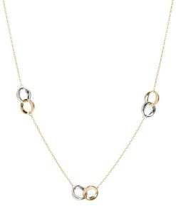 Collane Milor | Collana Catena Rolo Con Station Anelli Bicolore Intrecciati Oro 9Kt