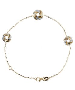 Bracciali Milor | Bracciale Catena Forzatina Con Nodi Bicolore Oro 9Kt