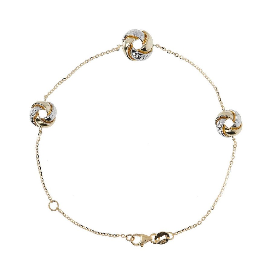 Bracciali Milor | Bracciale Catena Forzatina Con Nodi Bicolore Oro 9Kt