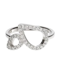 Anelli Milor | Anello Con Elemento Doppia Goccia In Cubic Zirconia In Argento 925 Placcato Rodio