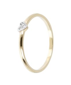 Anelli Milor | Anello Solitario Con Cuore In Cubic Zirconia Oro 9Kt