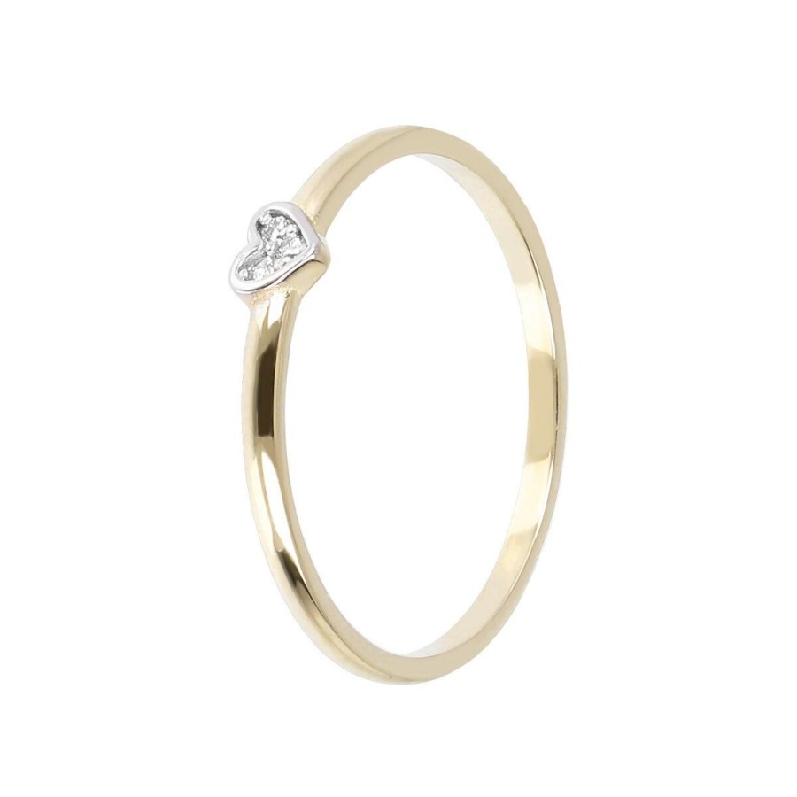 Anelli Milor | Anello Solitario Con Cuore In Cubic Zirconia Oro 9Kt