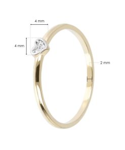 Anelli Milor | Anello Solitario Con Cuore In Cubic Zirconia Oro 9Kt