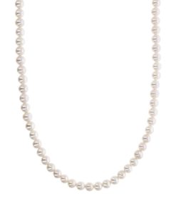 Collane Milor | Collana Lunga Con Perle D'Acqua Dolce Bianche O 6/6.5 Mm In Argento 925 Placcato Oro Bianco 18Kt