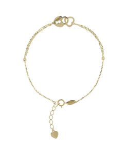 Bracciali Milor | Bracciale Catena Forzatina Cuore E Lucchetto A Incastro Oro 9Kt