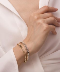 Bracciali Milor | Bracciale Rigido Diamantato Oro 9Kt