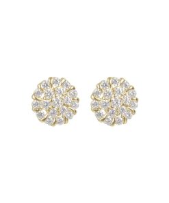 Orecchini Milor | Orecchini A Lobo Con Fiore Pave In Cubic Zirconia Oro 9Kt