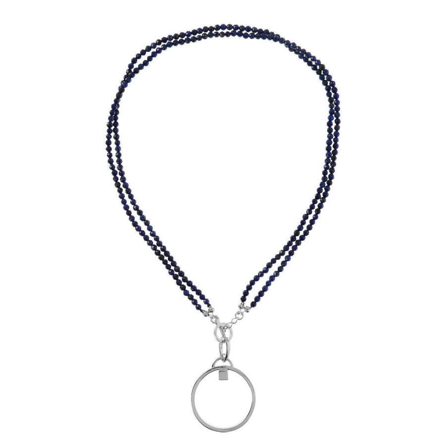 Collane Milor | Collana Duo Con Lapislazzuli In Argento 925 Placcato Rodio