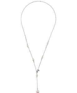 Collane Milor | Collana A Cravatta Con Perle D'Acqua Dolce Bianche O 6/12 Mm In Argento 925 Placcato Rodio