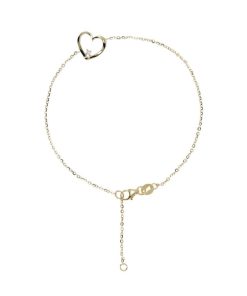 Bracciali Milor | Bracciale Catena Forzatina E Cuore Con Punto Luce In Cubic Zirconia Oro 9Kt