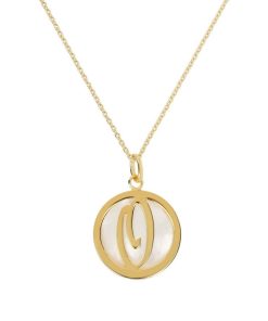 Collane Milor | Collana Girocollo Con Pendente In Madreperla Bianca E Iniziale Placcata Oro Giallo In Argento 925 Placcato Oro Giallo 18Kt