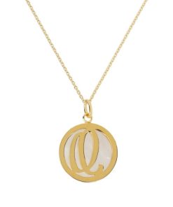 Collane Milor | Collana Girocollo Con Pendente In Madreperla Bianca E Iniziale Placcata Oro Giallo In Argento 925 Placcato Oro Giallo 18Kt