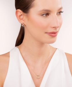 Collane Milor | Collana Con Pendente Cerchio E Punto Luce In Cubic Zirconia Oro 9Kt