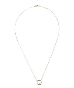 Collane Milor | Collana Con Pendente Cerchio E Punto Luce In Cubic Zirconia Oro 9Kt