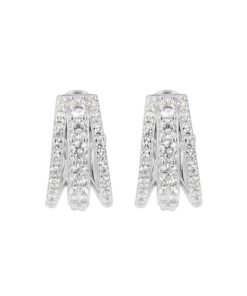 Orecchini Milor | Orecchini A Cerchio Con Triplo Filo Pave In Cubic Zirconia In Argento 925 Placcato Rodio