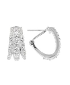 Orecchini Milor | Orecchini A Cerchio Con Triplo Filo Pave In Cubic Zirconia In Argento 925 Placcato Rodio