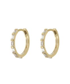 Orecchini Milor | Orecchini A Cerchio Con Cubic Zirconia Taglio Baguette Oro 9Kt