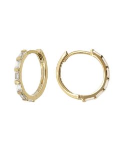 Orecchini Milor | Orecchini A Cerchio Con Cubic Zirconia Taglio Baguette Oro 9Kt