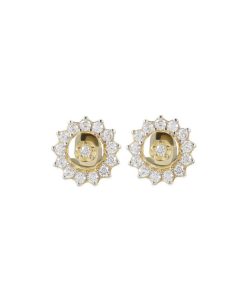 Orecchini Milor | Orecchini A Lobo Forma Girasole Con Cubic Zirconia Oro 9Kt