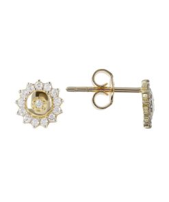 Orecchini Milor | Orecchini A Lobo Forma Girasole Con Cubic Zirconia Oro 9Kt