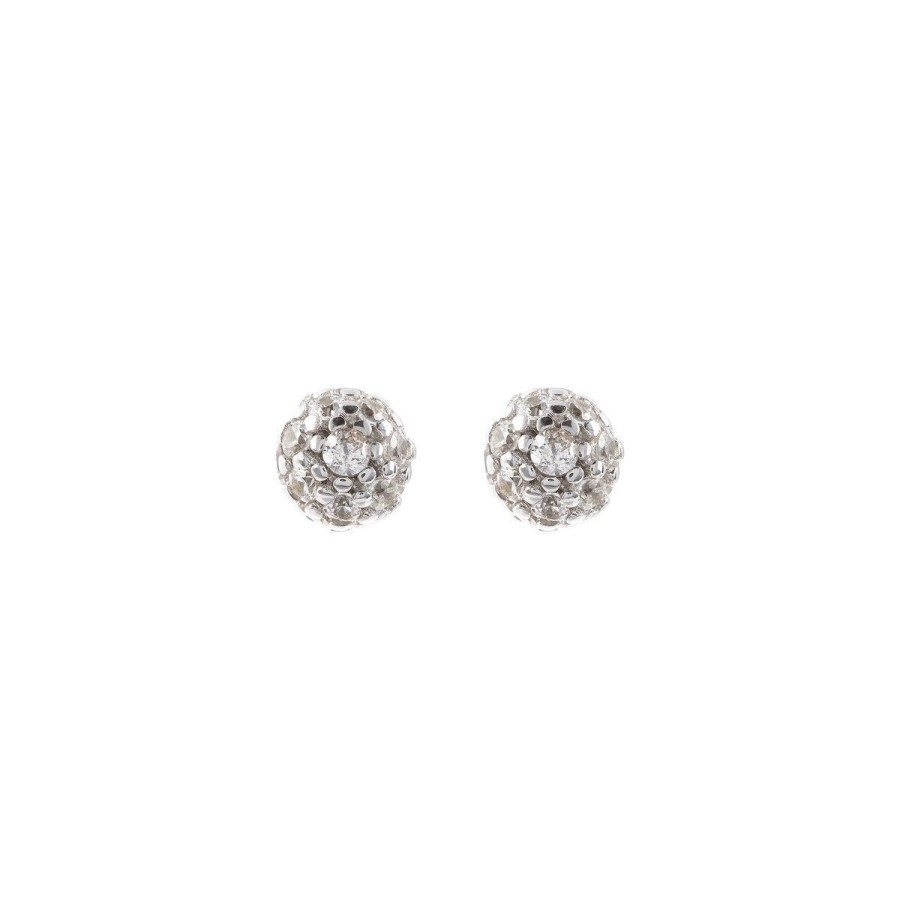 Orecchini Milor | Orecchini A Lobo Sfera Pave In Cubic Zirconia Oro 9Kt