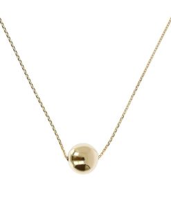 Collane Milor | Collana Catena Rolo Con Pendente Sfera Lucida Grande Oro 9Kt