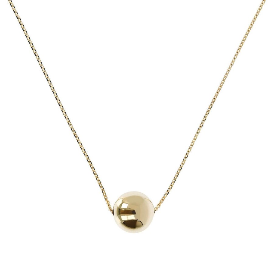 Collane Milor | Collana Catena Rolo Con Pendente Sfera Lucida Grande Oro 9Kt