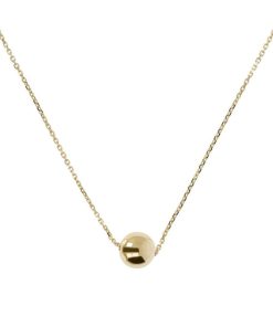 Collane Milor | Collana Lunga Catena Rolo Con Pendente Sfera Lucida Oro 9Kt