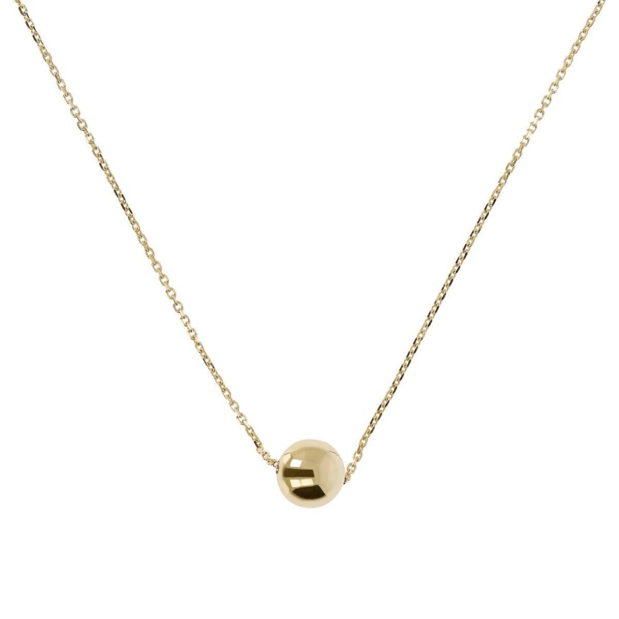 Collane Milor | Collana Lunga Catena Rolo Con Pendente Sfera Lucida Oro 9Kt