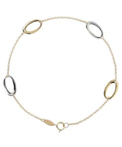 Bracciali Milor | Bracciale Catena Forzatina Ed Ellissi Bicolore Oro 9Kt