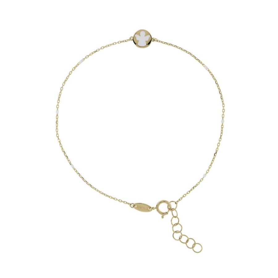 Bracciali Milor | Bracciale Catena Rolo Con Elemento Angelo Smaltato Oro 9Kt