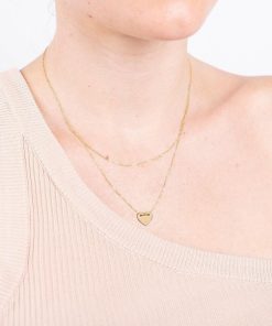 Collane Milor | Collana Multifilo Con Doppia Catena Rolo E Pendente Cuore Oro 9Kt