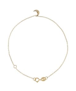 Bracciali Milor | Bracciale Catena Forzatina Con Luna Oro 9Kt