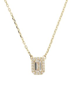 Collane Milor | Collana Con Pendente In Cubic Zirconia Taglio Baguette Oro 9Kt