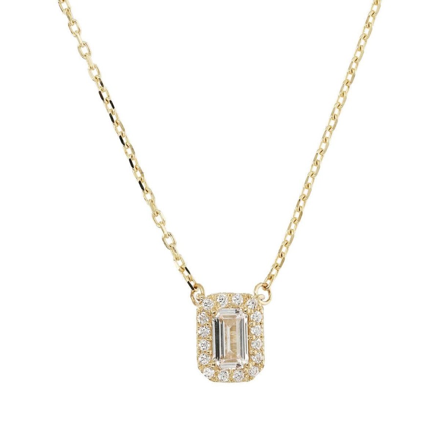 Collane Milor | Collana Con Pendente In Cubic Zirconia Taglio Baguette Oro 9Kt