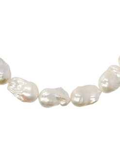 Collane Milor | Collana Girocollo Con Perle Scaramazze D'Acqua Dolce Bianche 48Cm In Argento 925 Placcato Oro Bianco 18Kt