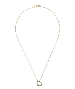 Collane Milor | Collana Con Pendente Cuore E Punto Luce In Cubic Zirconia Oro 9Kt