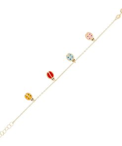 Bracciali Milor | Bracciale Baby Con Catena Forzatina Charms Coccinelle Smaltate Oro 9Kt